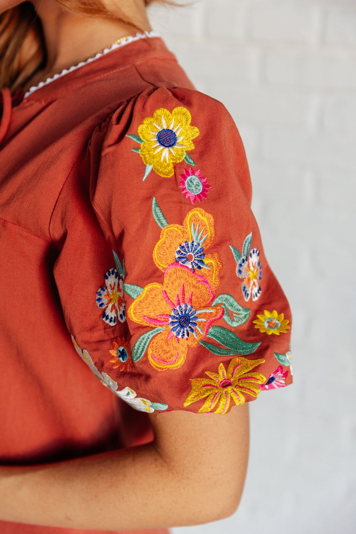 Ruby Embroidered Sleeve Blouse