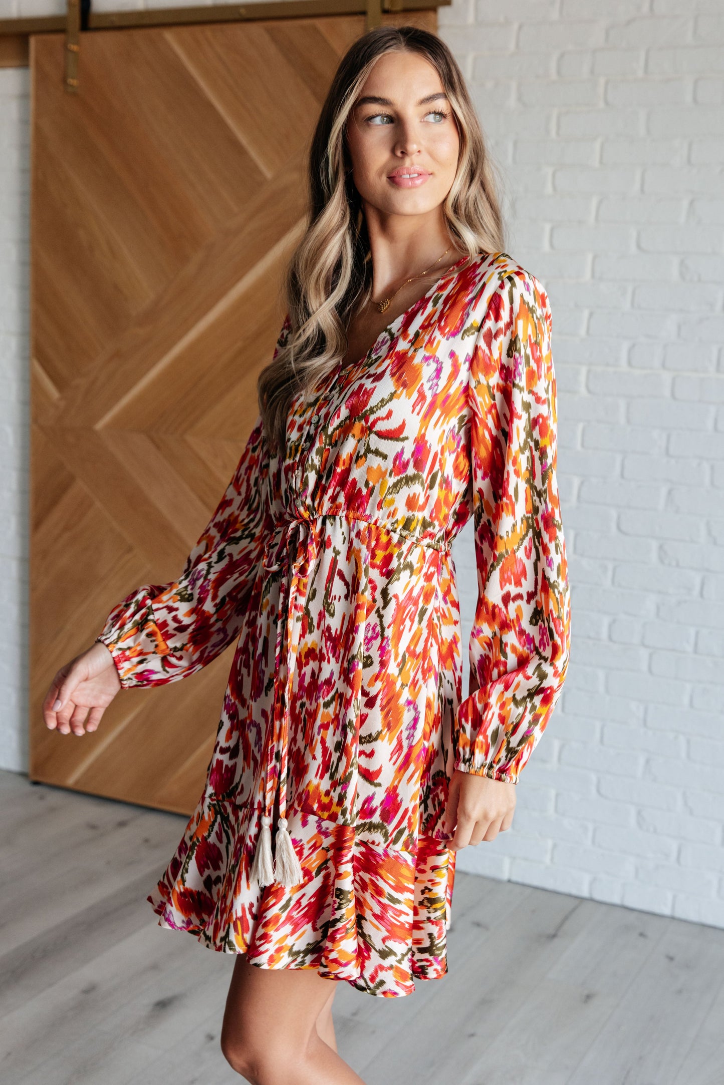 Amberlynn V-Neck Balloon Sleeve Dress