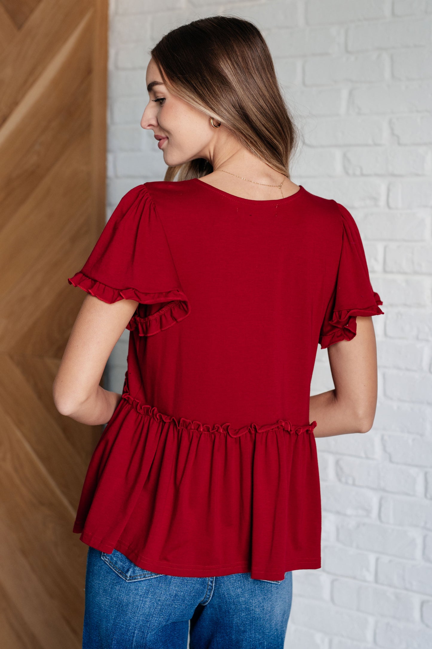 Shaila V-Neck Ruffle Detail Top