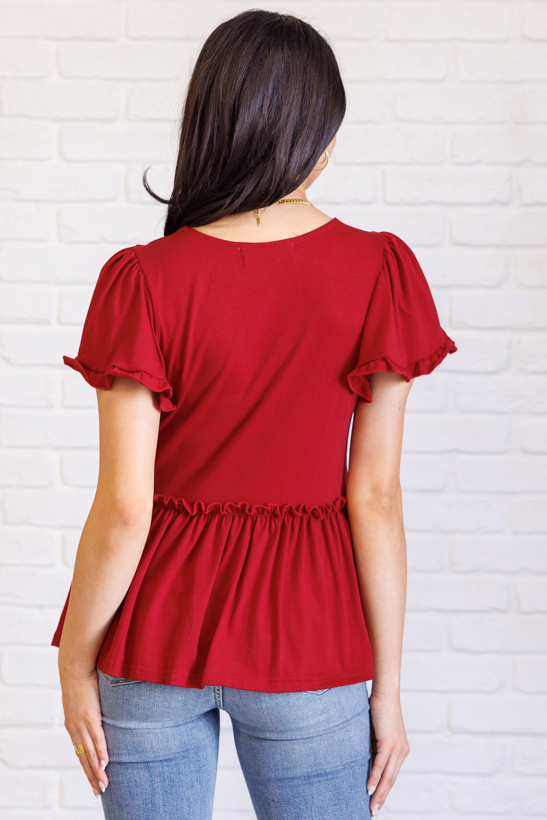 Shaila V-Neck Ruffle Detail Top