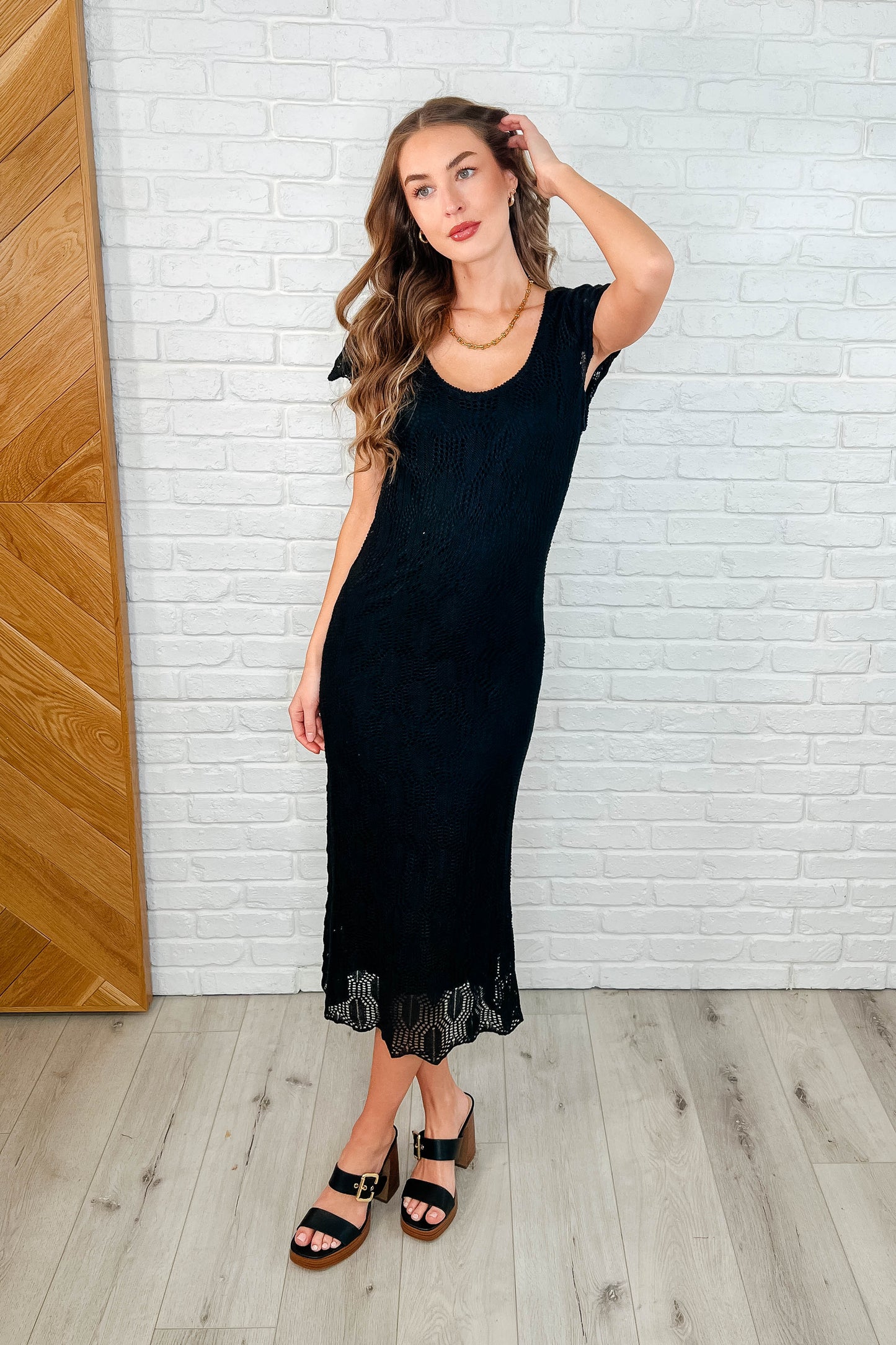 Olivia Lace Scoop Neck Dress in Black