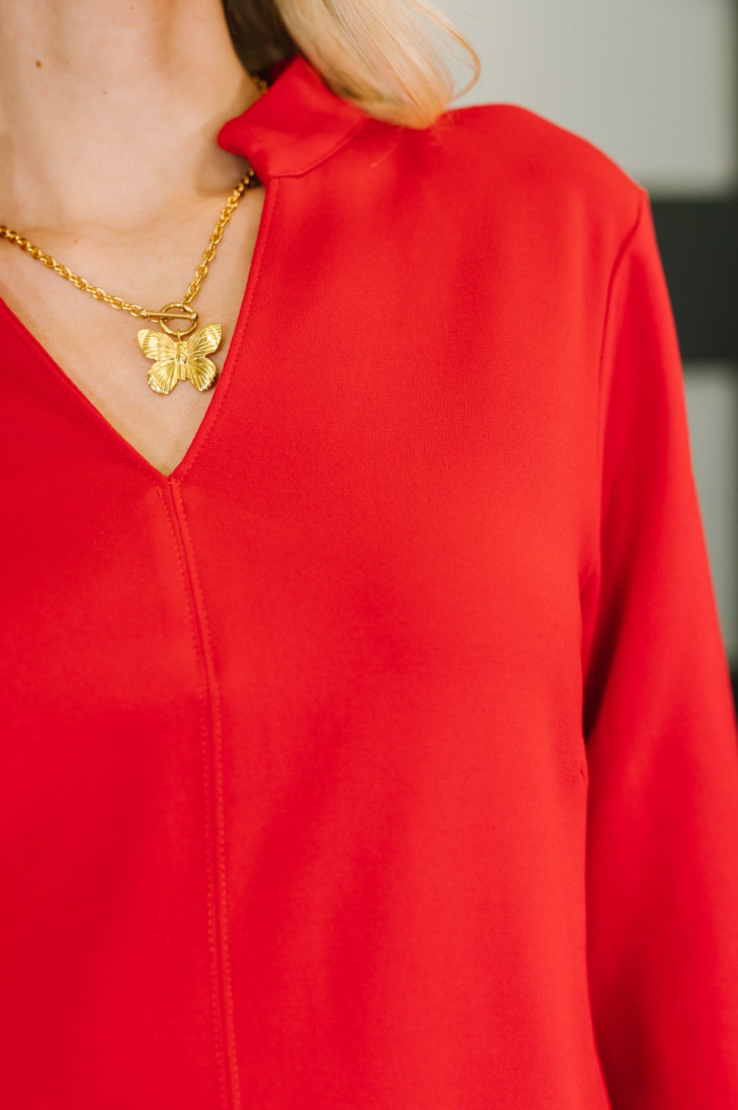 Serena Quarter Sleeve Dress in Red