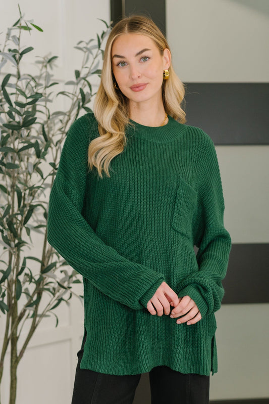Marley Textured Pullover in Hunter Green