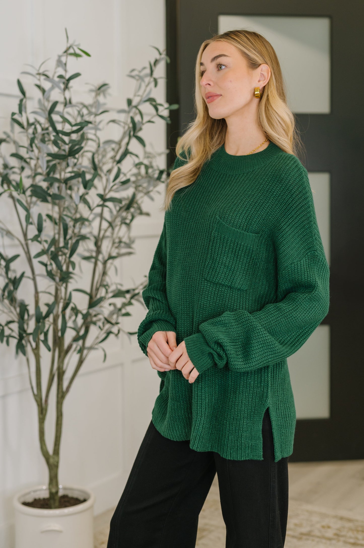 Marley Textured Pullover in Hunter Green