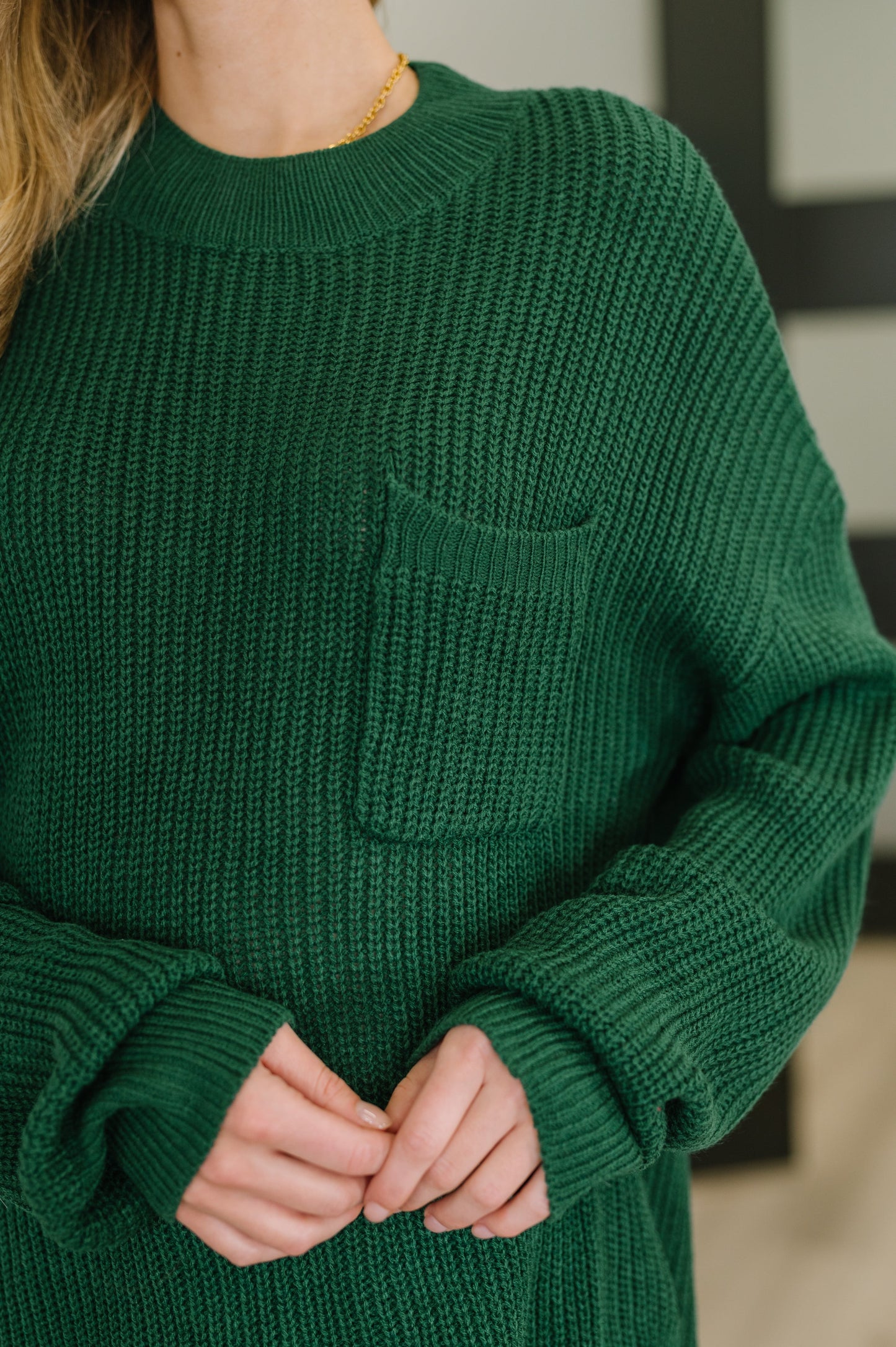 Marley Textured Pullover in Hunter Green