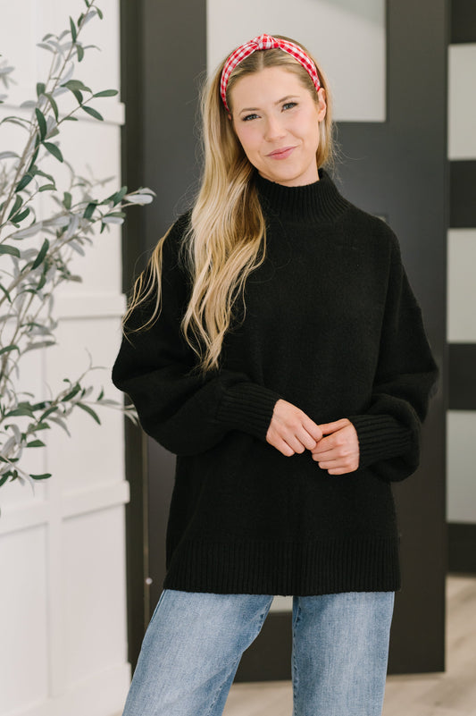 Tamara  High Neck Pullover in Black