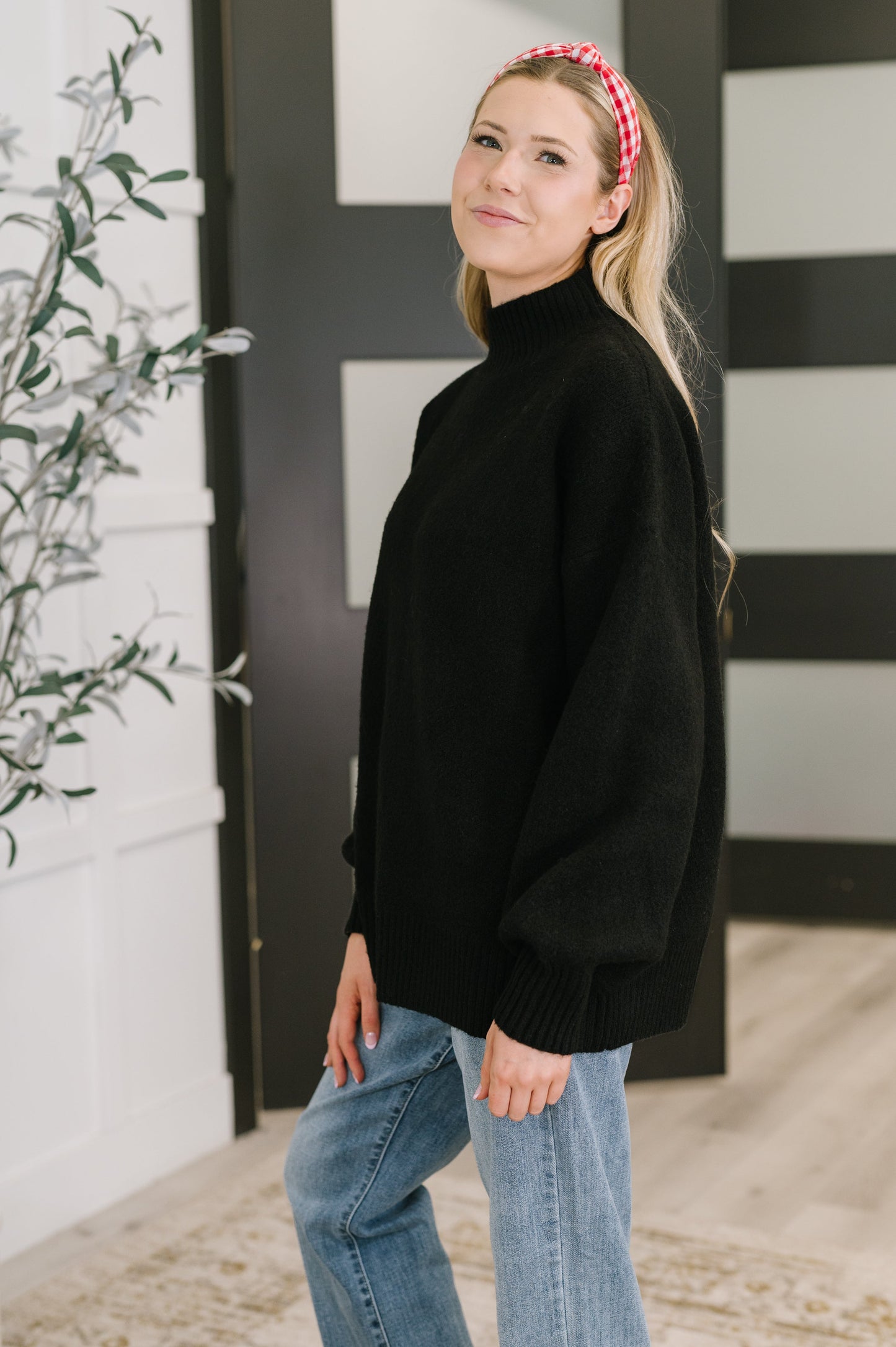 Tamara  High Neck Pullover in Black