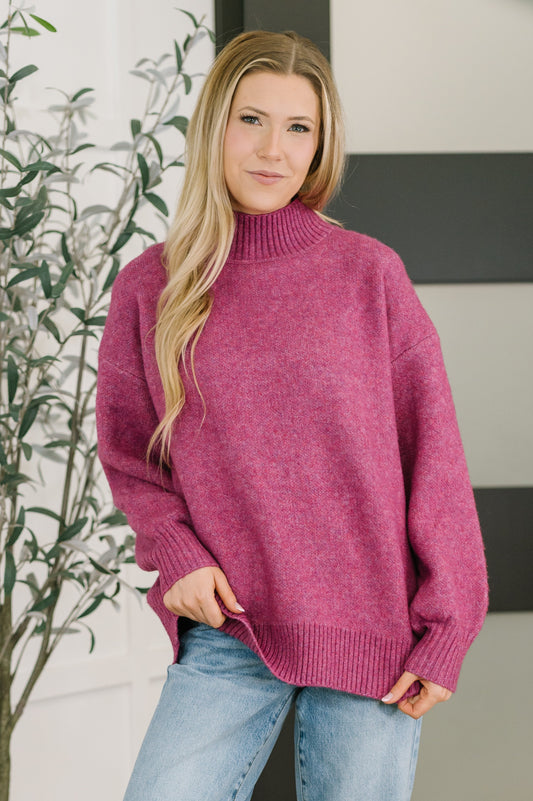 Tamara High Neck Pullover in Light Plum