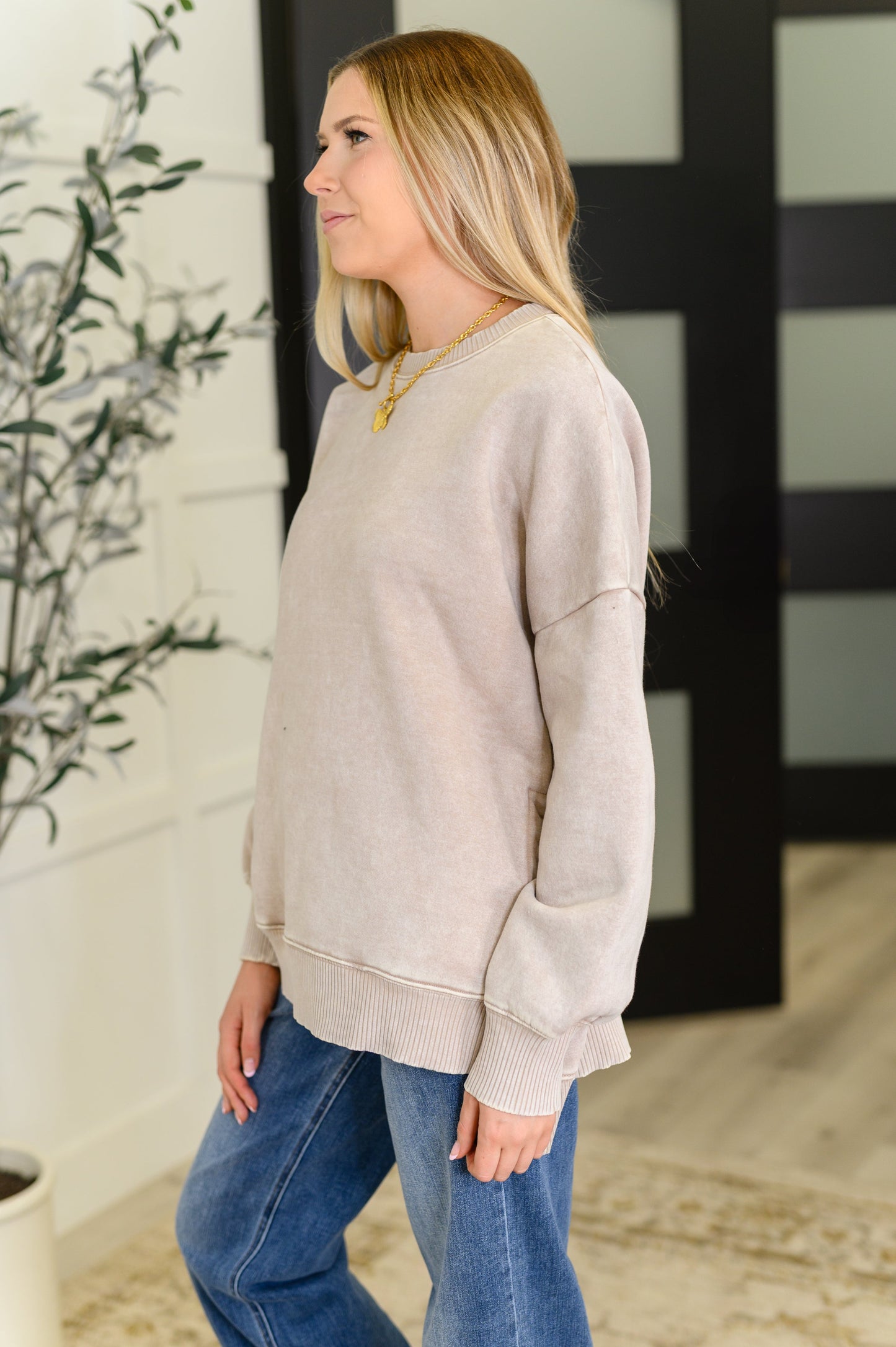 Katya Mineral Wash Pullover in Ash Mocha