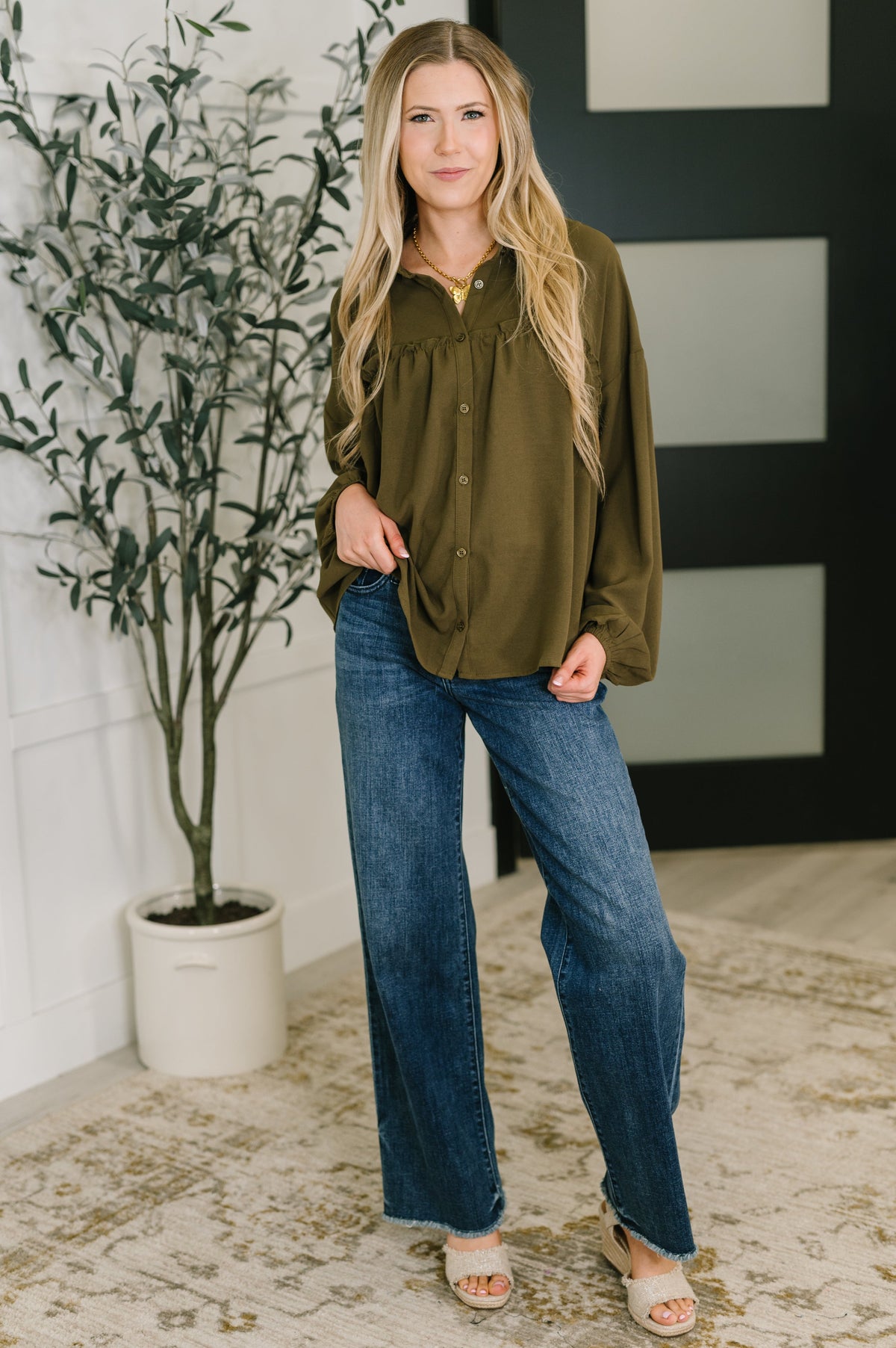 Olive You Button Down Blouse