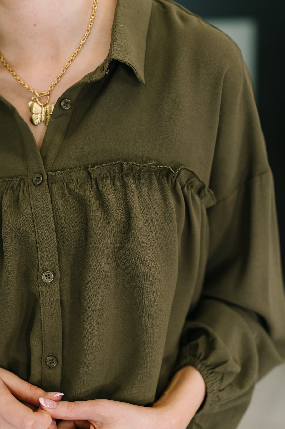 Olive You Button Down Blouse