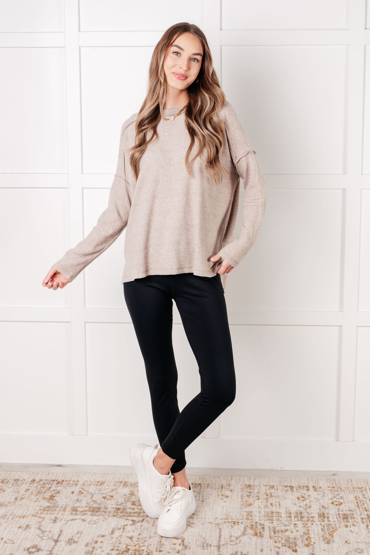 Addison Ribbed Hacci Sweater in H Mocha