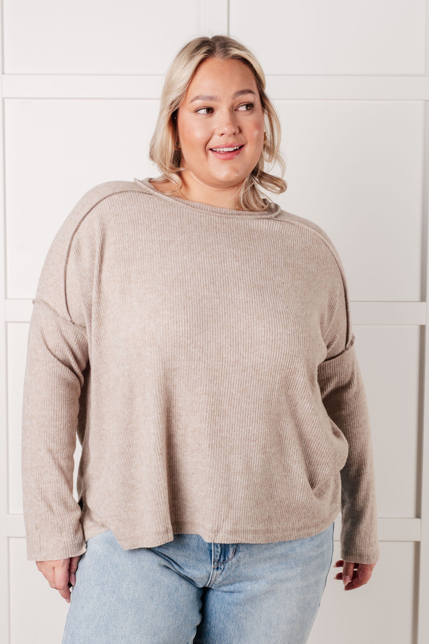 Addison Ribbed Hacci Sweater in H Mocha