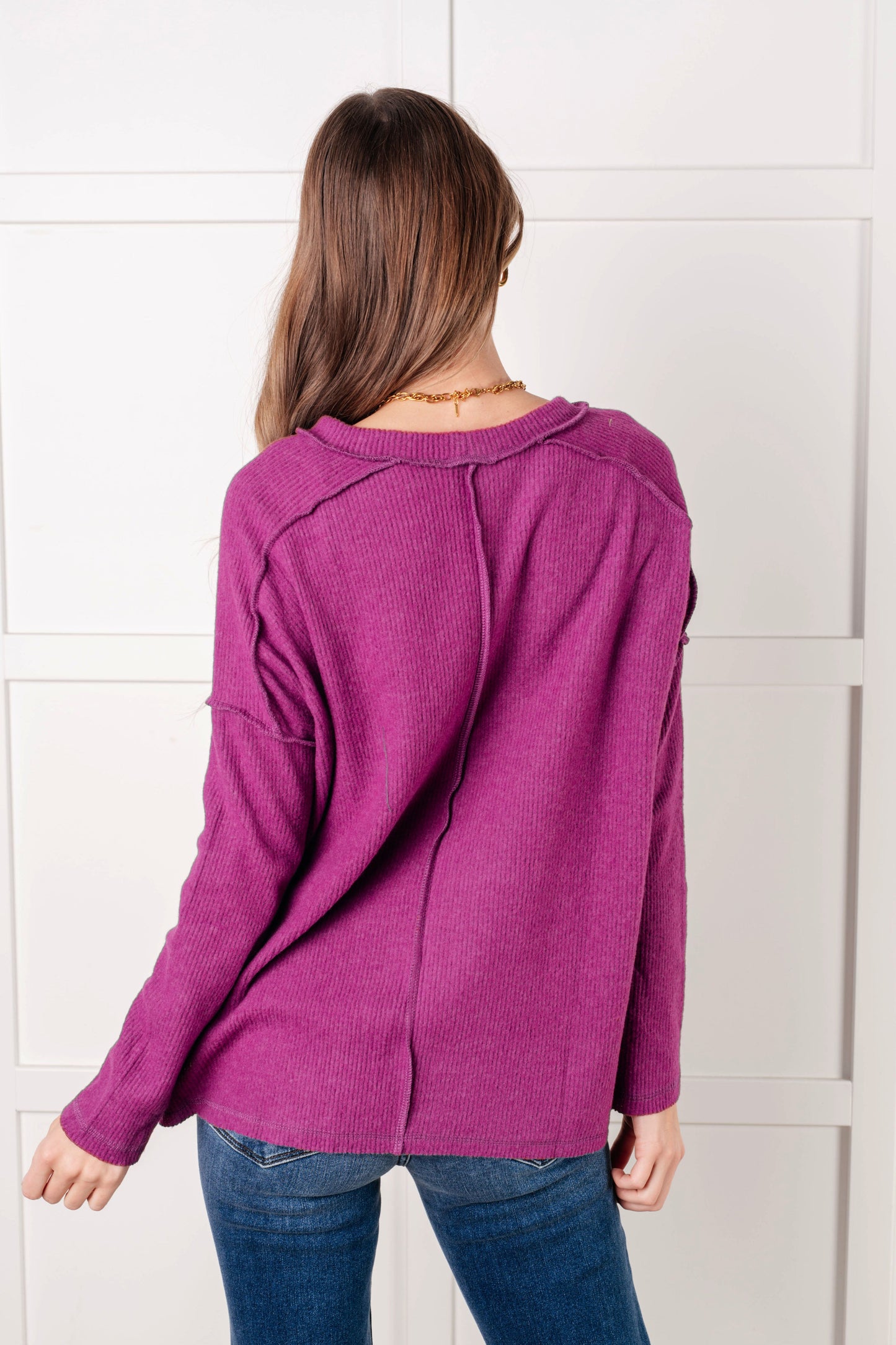 Addison Ribbed Hacci Sweater in Light Plum
