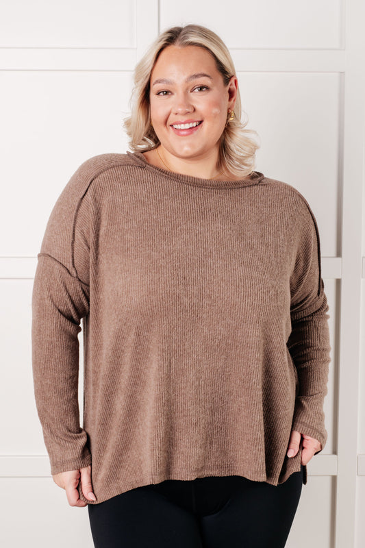 Addison Ribbed Hacci Sweater in Mocha