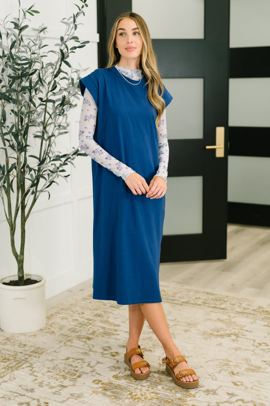 Jamie Casual Dress in Light Navy