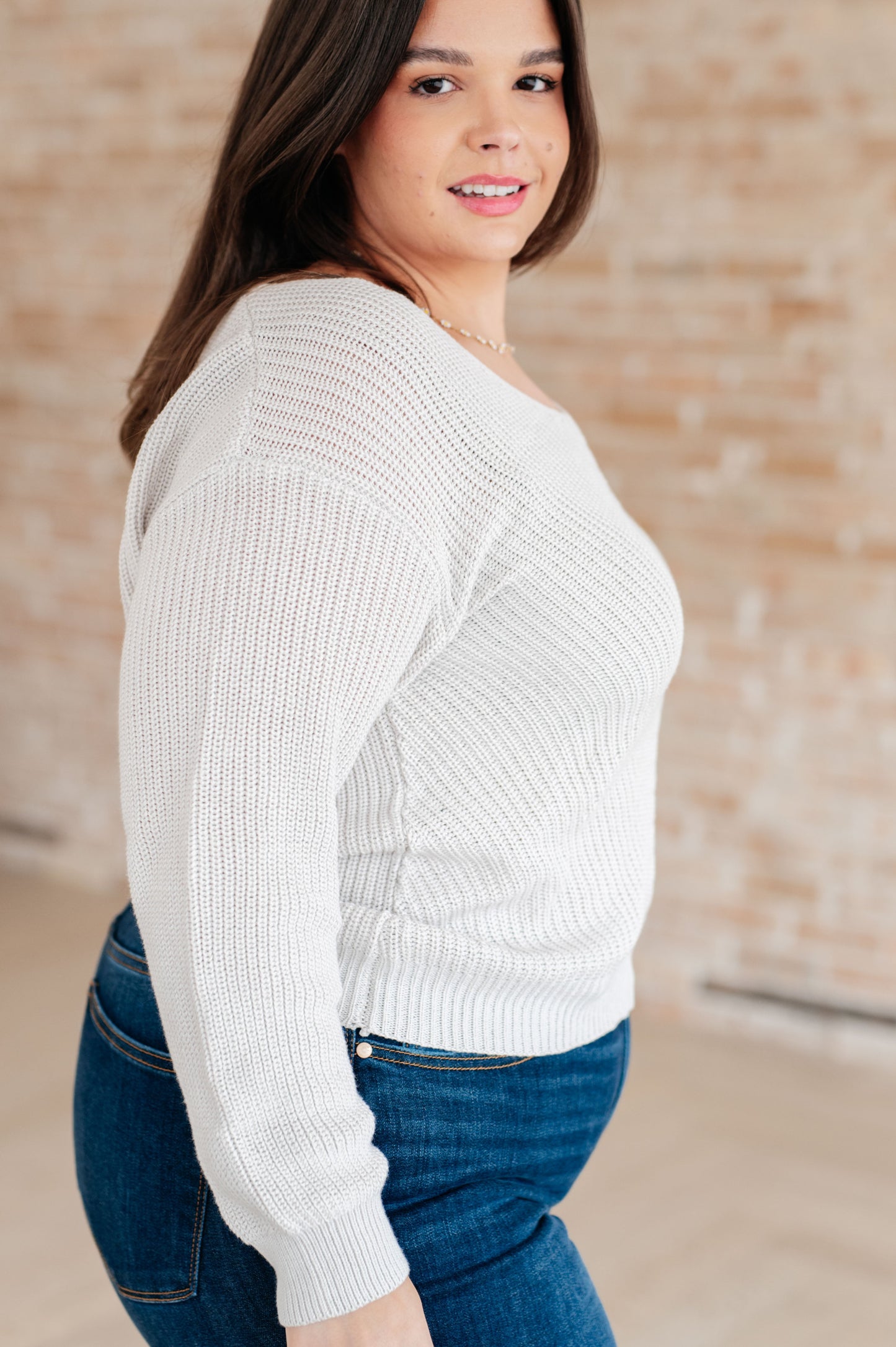 Fiona Ribbed Knit V Neck Sweater