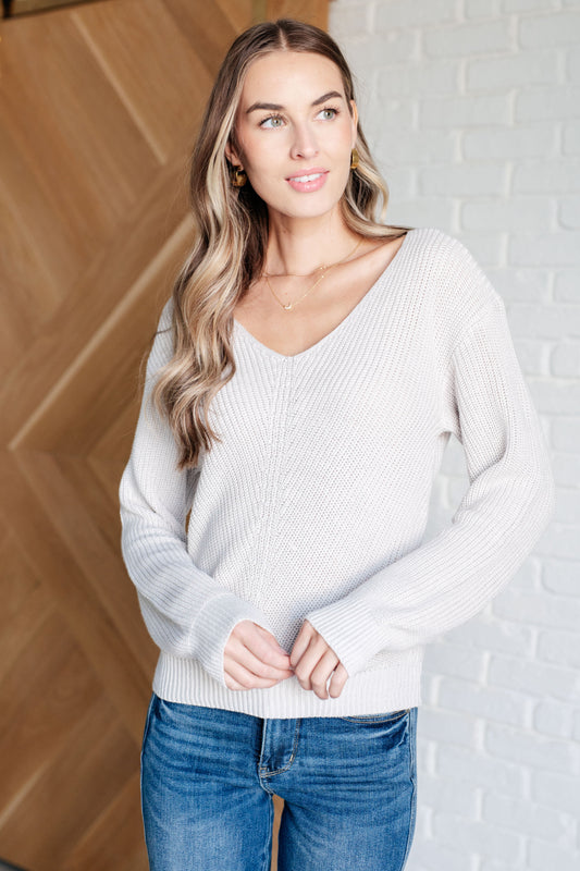 Fiona Ribbed Knit V Neck Sweater