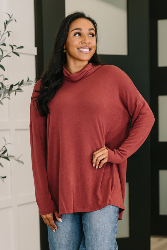 Alanna Cowl Neck Pullover in Wine