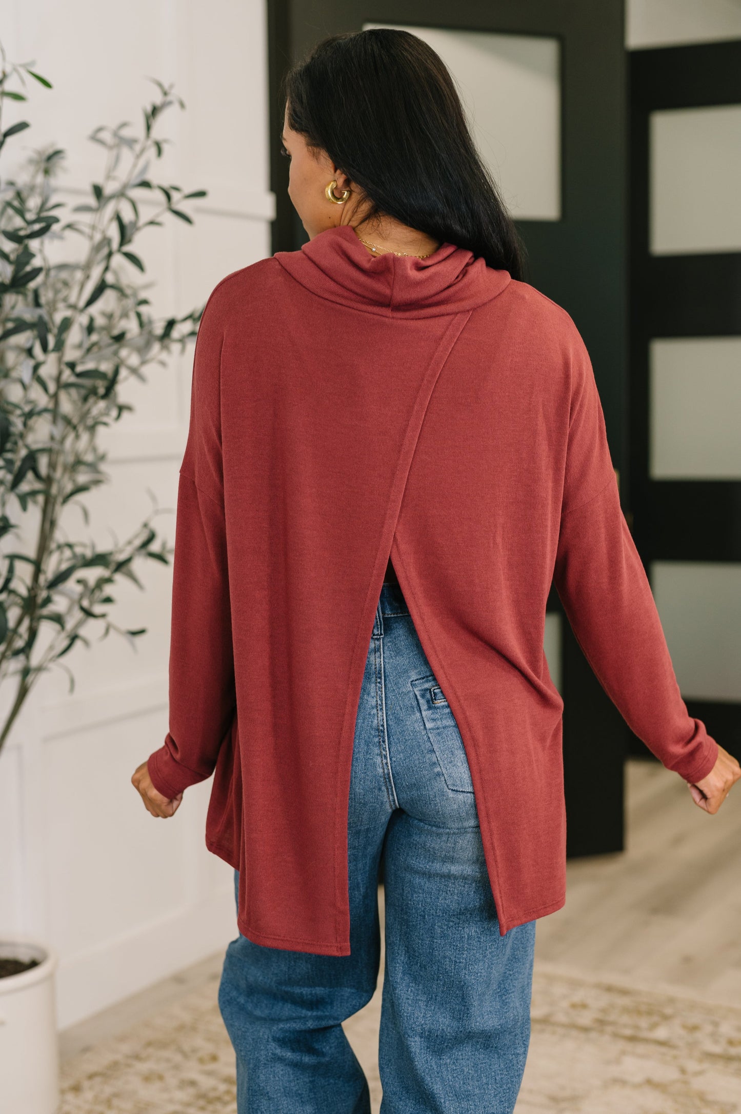 Alanna Cowl Neck Pullover in Wine