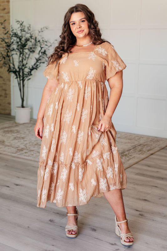 Gisell Balloon Sleeve Dress in Camel