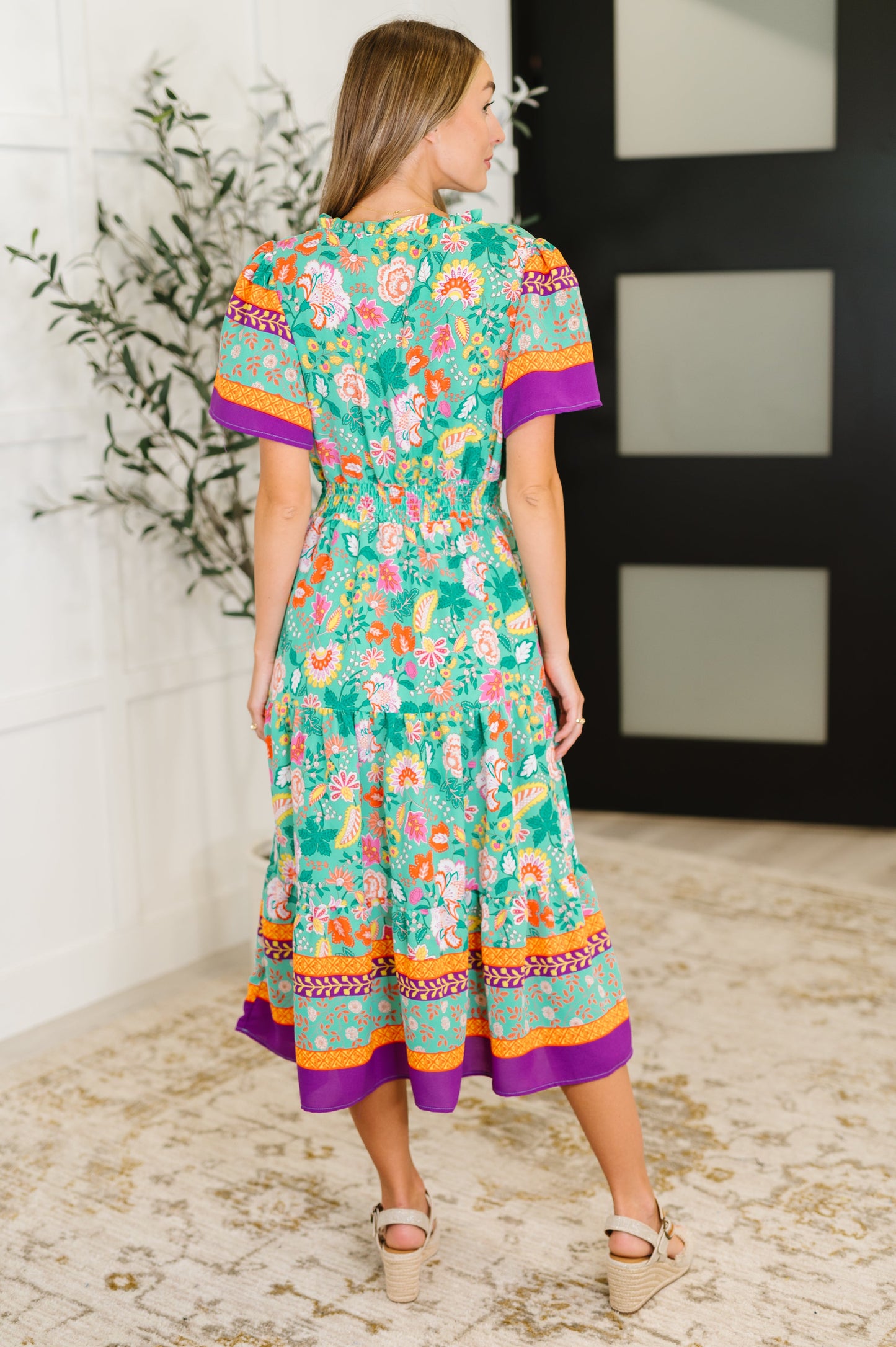 Althea Gathered Tier Dress in Mint