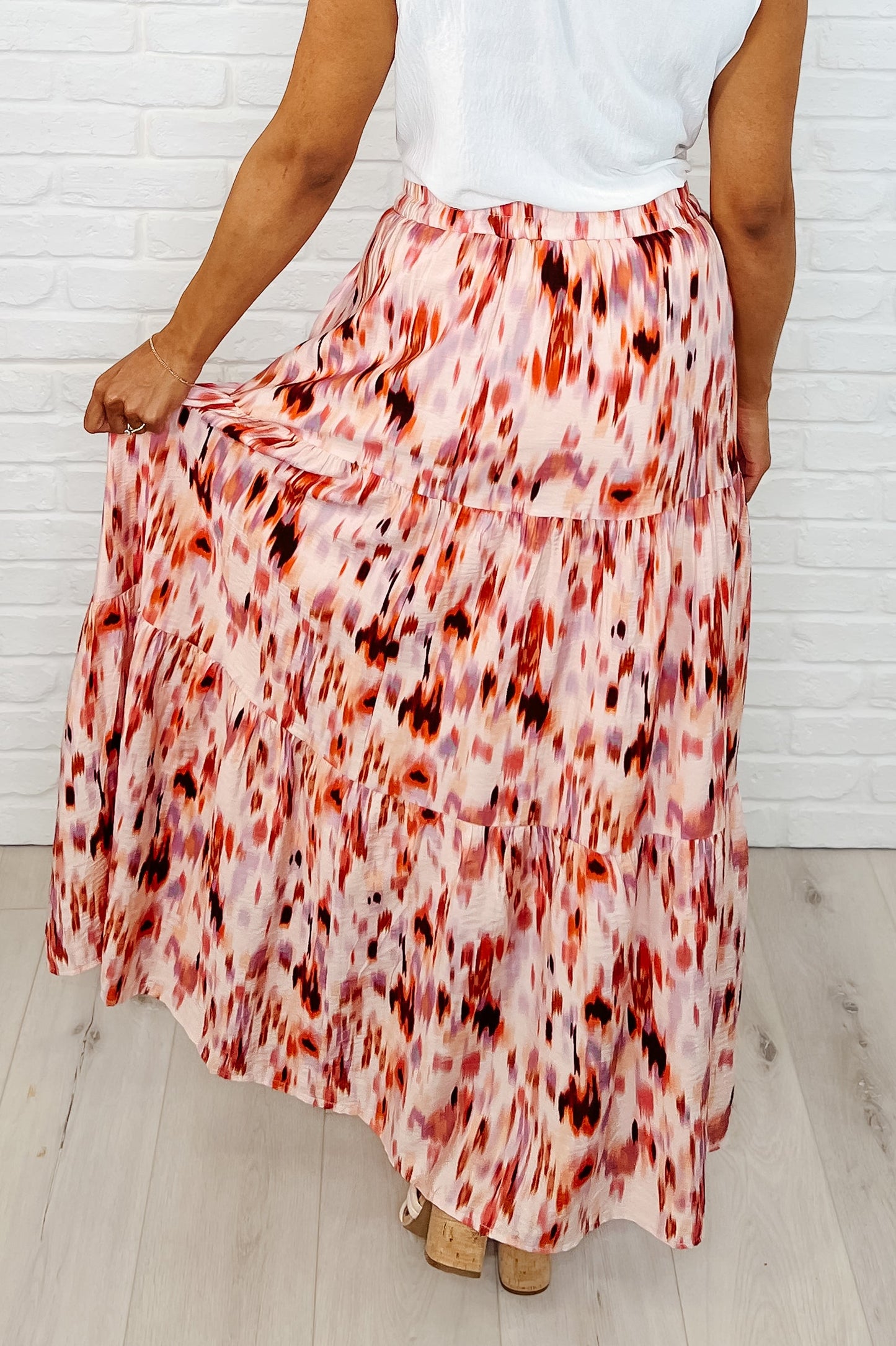 Cora Watercolor Print Maxi Skirt