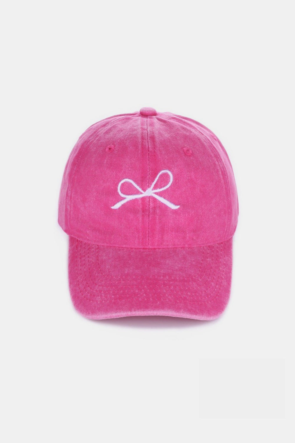Washed Cotton Cap with Embroidered Bow