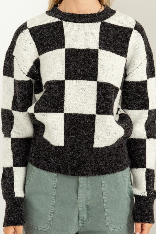 Waverly Checkered Long Sleeve Sweater