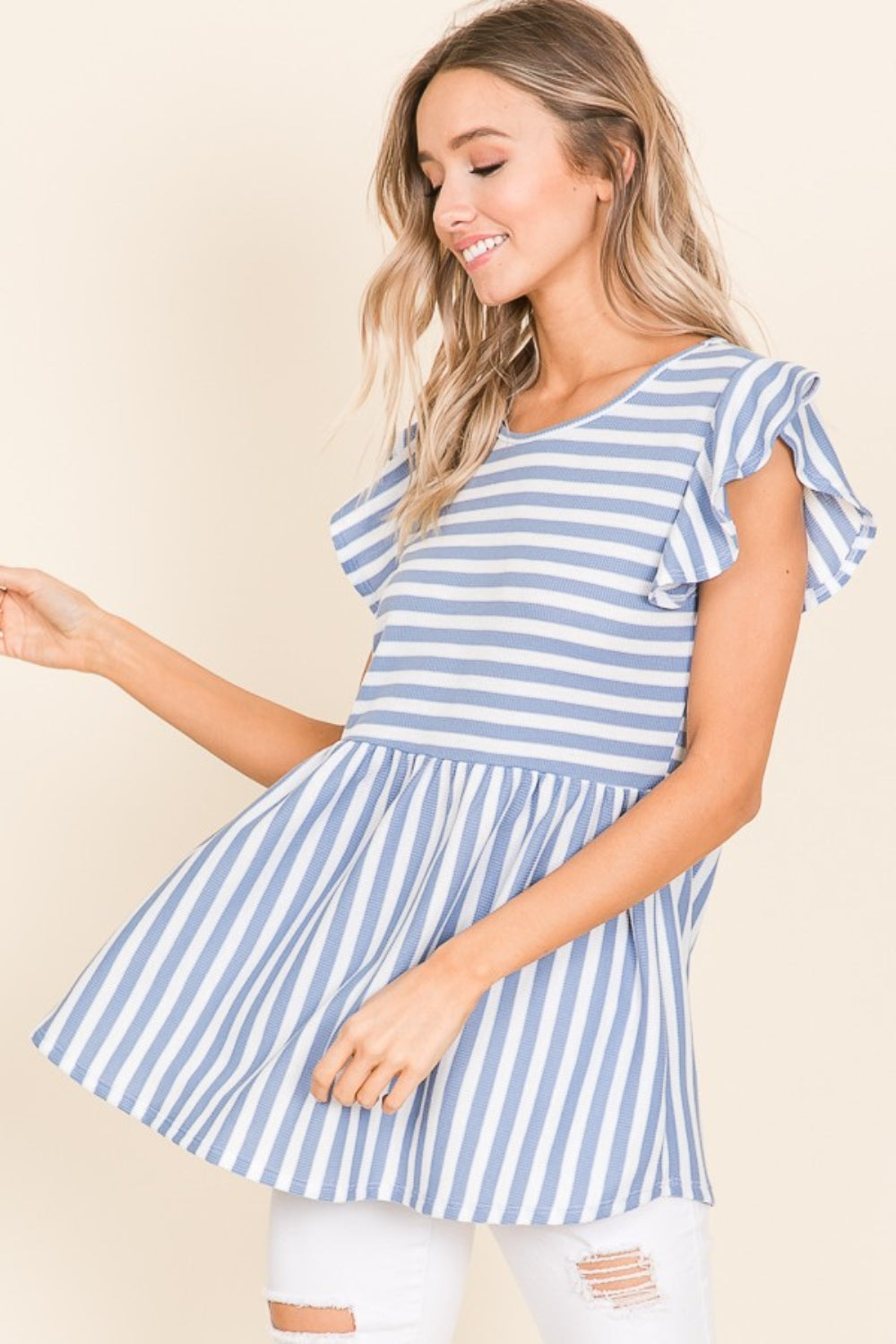 Betsy Striped Round Neck Blouse