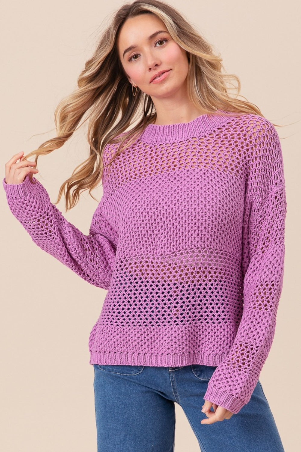 Hadley Openwork Long Sleeve Knit Top