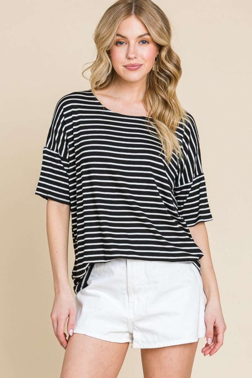 Dina Striped Round Neck Top