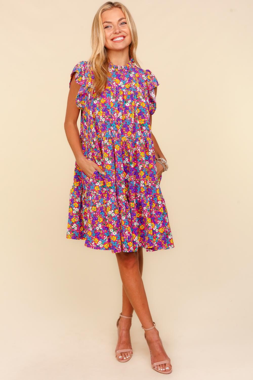 Thora Mock Neck Ditsy Floral Dress