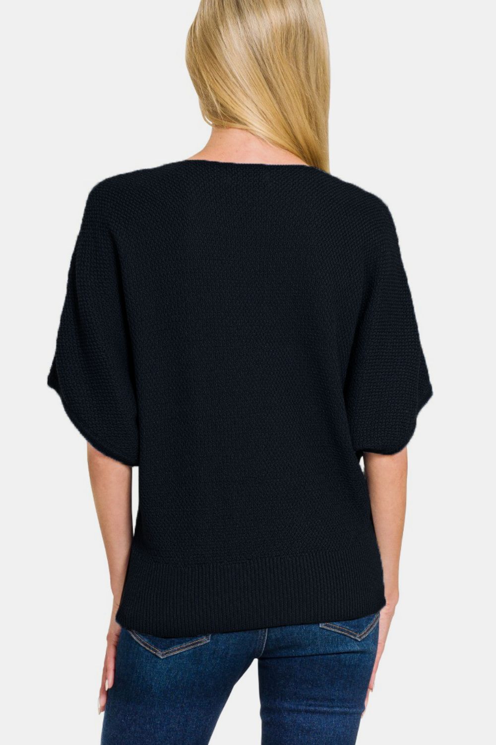 Gina V-Neck Short Sleeve Dolman Sweater