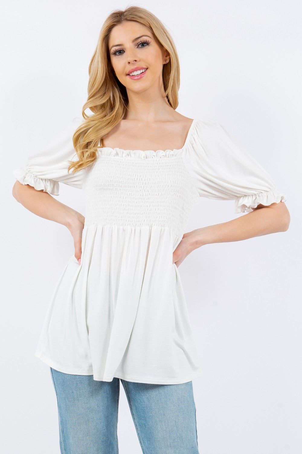 Maddie Ruffle Smocked Blouse