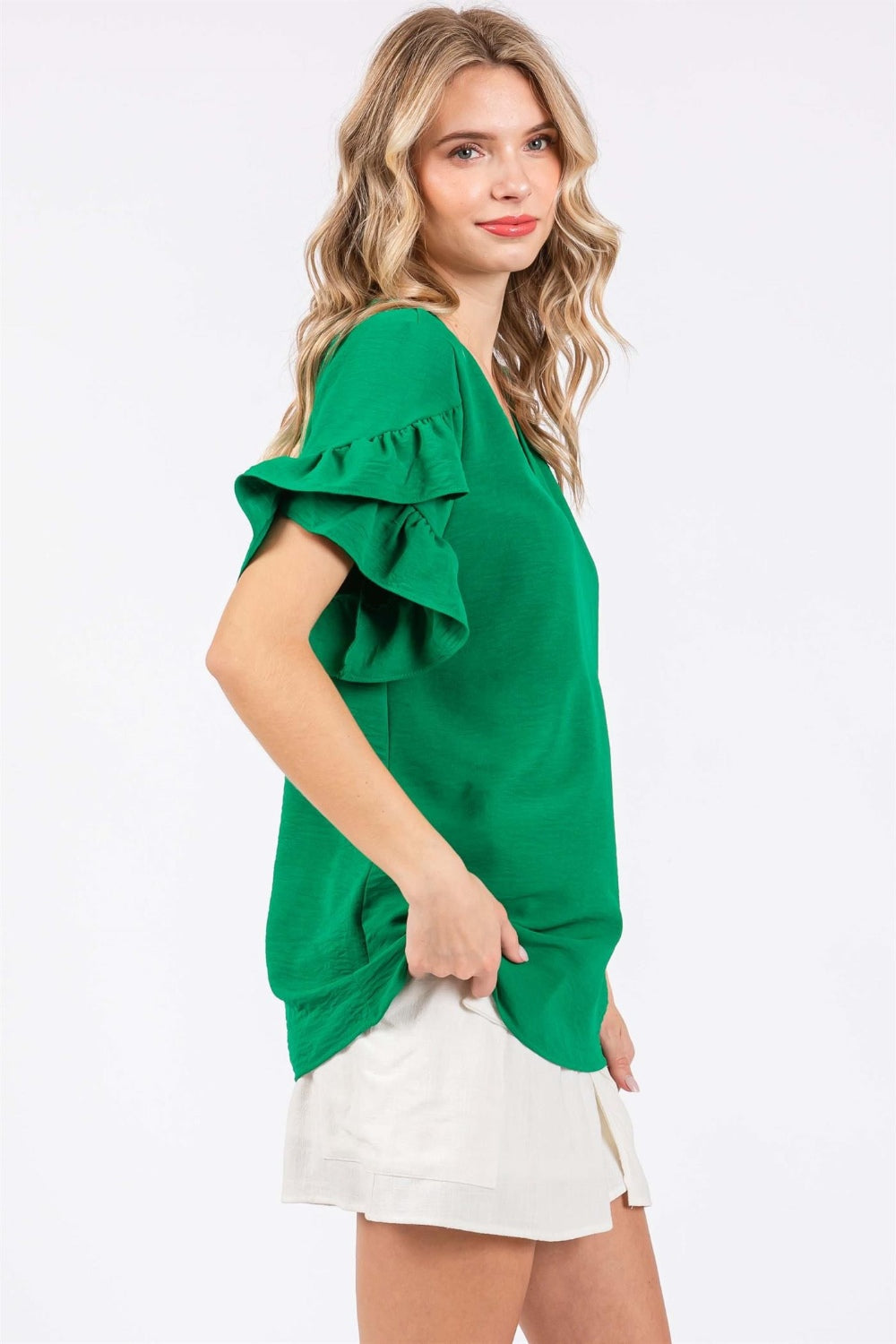 Adria Ruffled V-Neck Blouse