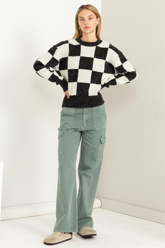 Waverly Checkered Long Sleeve Sweater