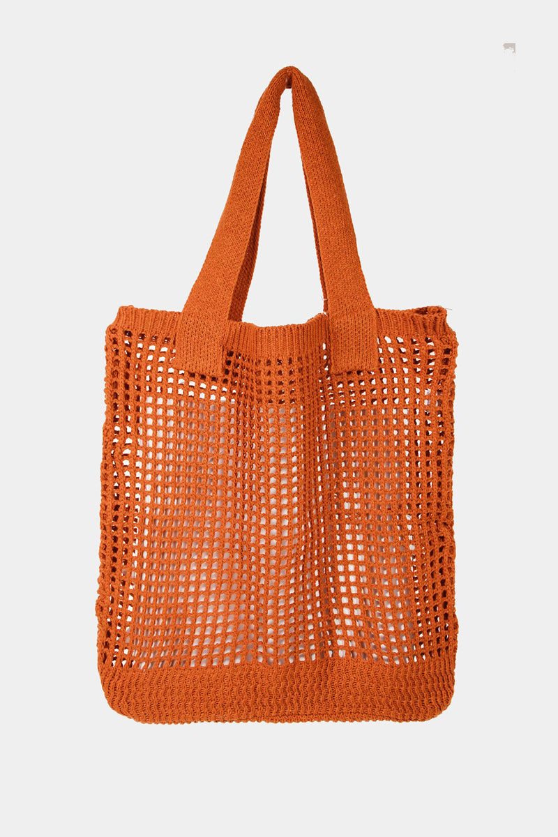 Pointelle Knit Crochet Tote Bag