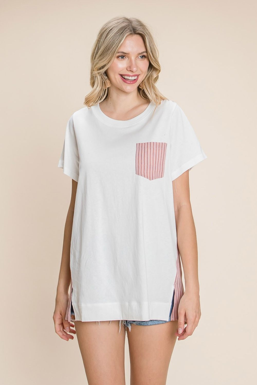 Kacy Striped Short Sleeve Top