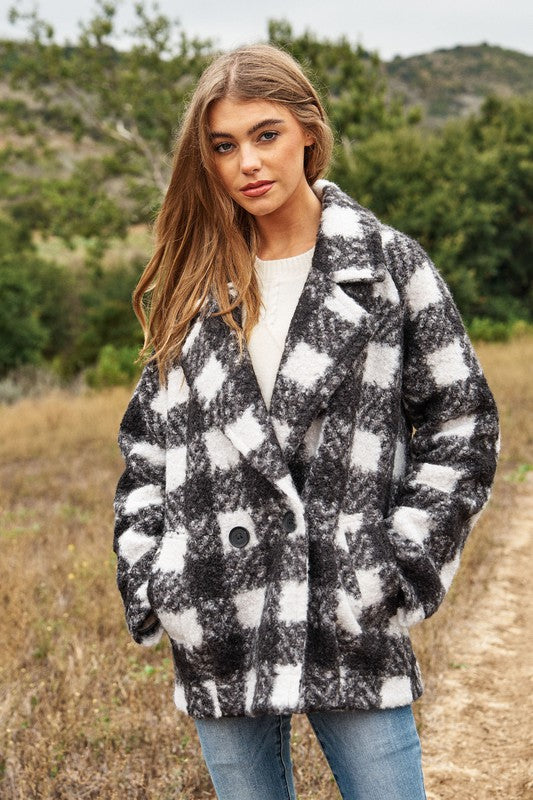 Fuzzy Boucle Double Breasted Coat