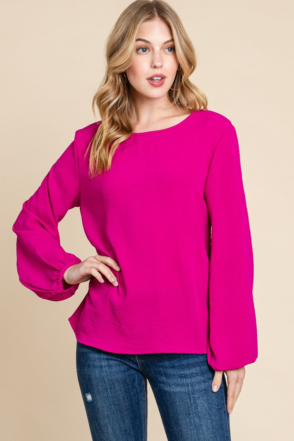 Valerie Textured Balloon Sleeve Top