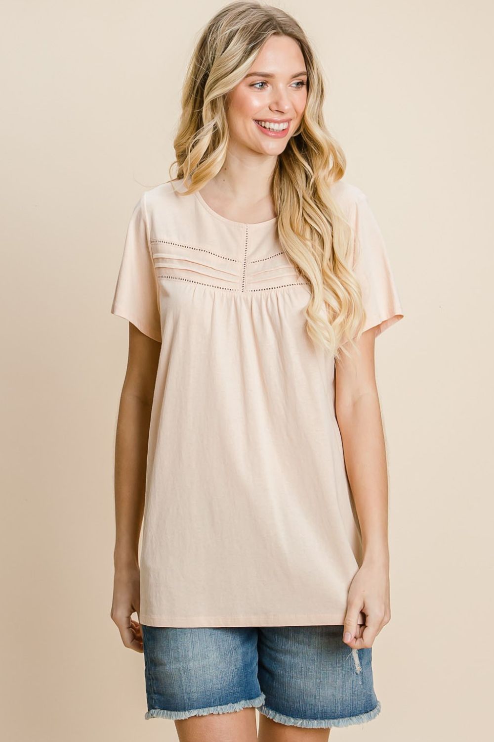 Hannah Eyelet Round Neck Top