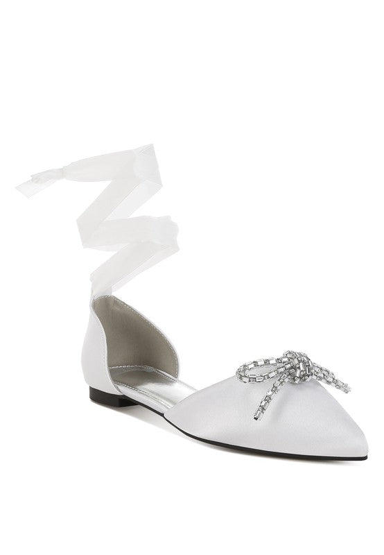 Aleah Rhinestone Bow Flat Sandals