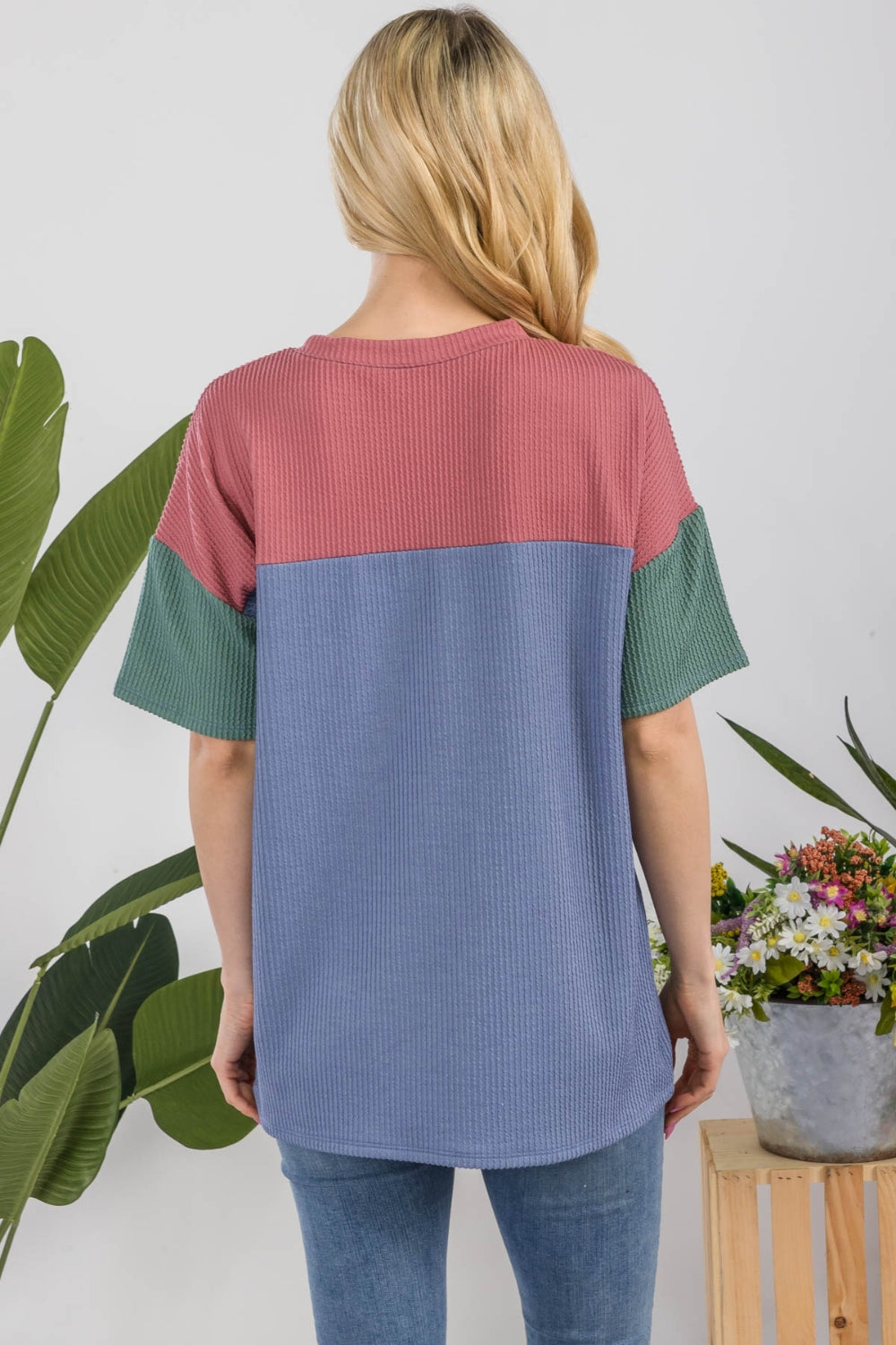 Brenna Ribbed Color Block Top