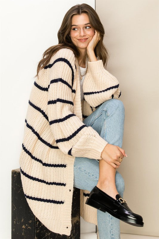 Alina Oversized Striped Sweater Cardigan