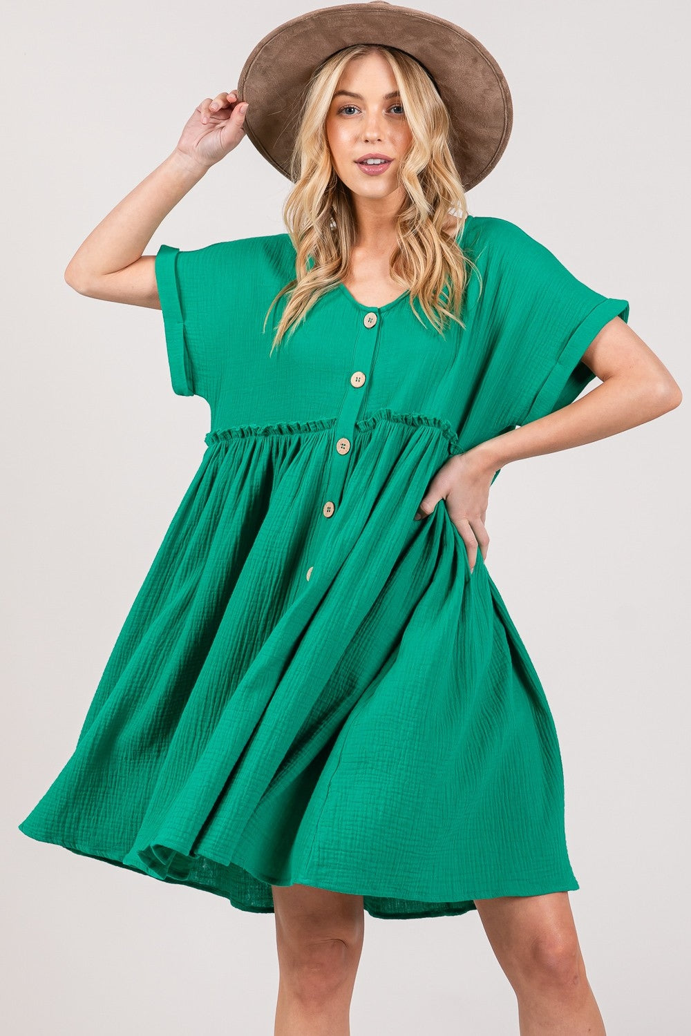 Kami Button Up Short Sleeve Dress