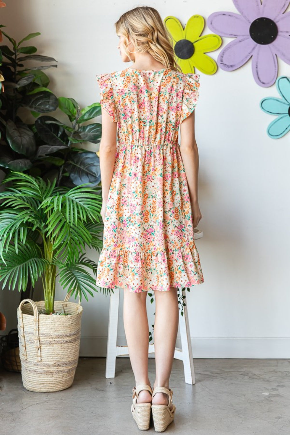 Katarina Floral Ruffled V-Neck Dress