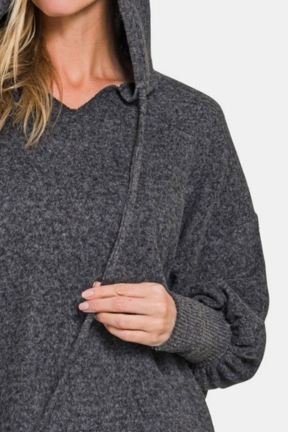 Molly Brushed Hacci Drop Shoulder Cropped Hoodie