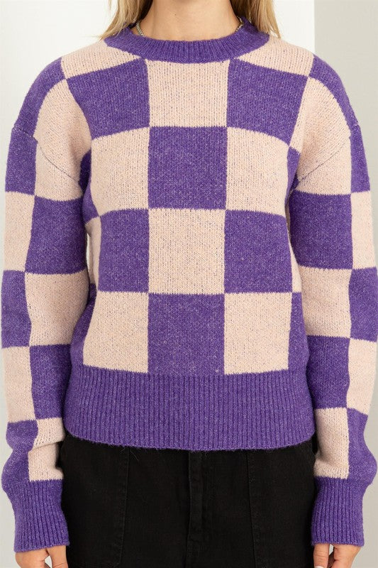 Waverly Checkered Long Sleeve Sweater