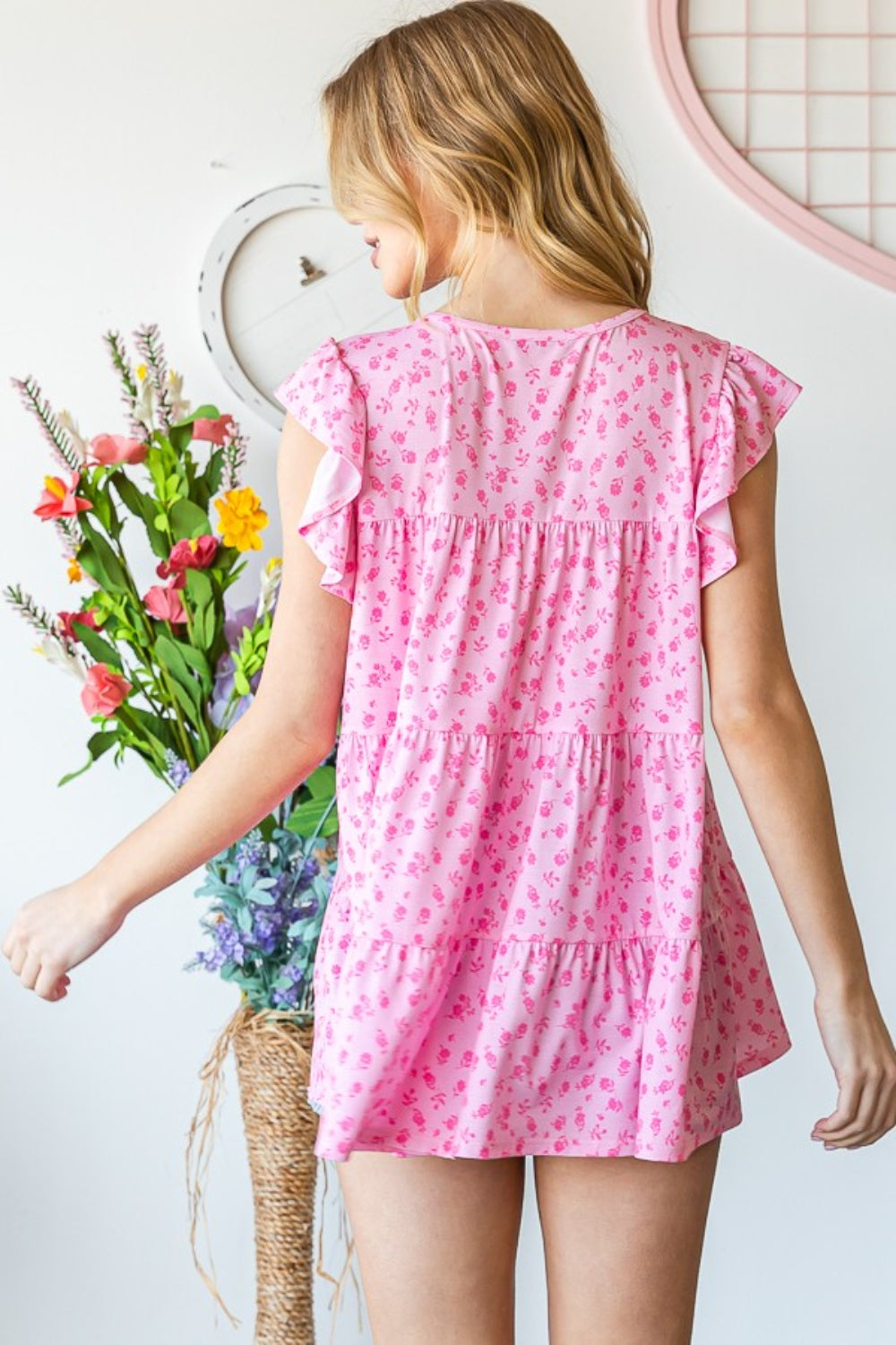 Tara Floral Ruffled Tiered Top